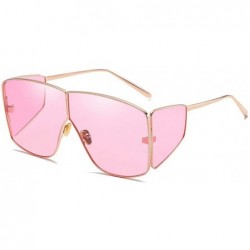 Oversized 2019 new fashion retro personality big box metal brand designer women's sunglasses - Pink - CP18U3UU5XH $15.06