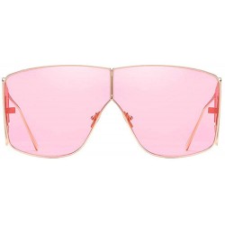 Oversized 2019 new fashion retro personality big box metal brand designer women's sunglasses - Pink - CP18U3UU5XH $15.06