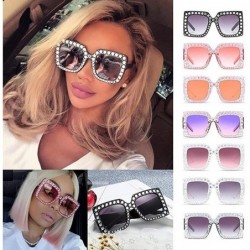 Square Women Fashion Square Frame Rhinestone Decor Sunglasses - Black Silver - C0190LD9TS6 $17.31