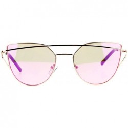 Cat Eye Mirrored Mirror Unique Metal Brow Wire Womens Cat Eye Sunglasses - Gold Peach - C012G8WBVW1 $23.41