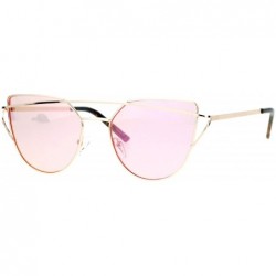 Cat Eye Mirrored Mirror Unique Metal Brow Wire Womens Cat Eye Sunglasses - Gold Peach - C012G8WBVW1 $9.36