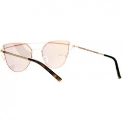 Cat Eye Mirrored Mirror Unique Metal Brow Wire Womens Cat Eye Sunglasses - Gold Peach - C012G8WBVW1 $9.36