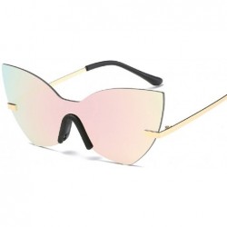 Oversized Rimless Sunglasses for Women Trendy Candy Color Oversized Glasses Metal Frame - Pink - CT18CRM5A3Q $11.06