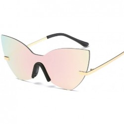 Oversized Rimless Sunglasses for Women Trendy Candy Color Oversized Glasses Metal Frame - Pink - CT18CRM5A3Q $11.06