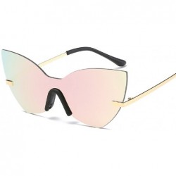 Oversized Rimless Sunglasses for Women Trendy Candy Color Oversized Glasses Metal Frame - Pink - CT18CRM5A3Q $19.54