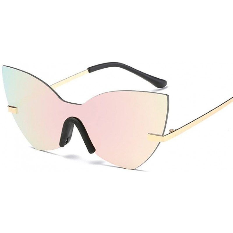 Oversized Rimless Sunglasses for Women Trendy Candy Color Oversized Glasses Metal Frame - Pink - CT18CRM5A3Q $11.06