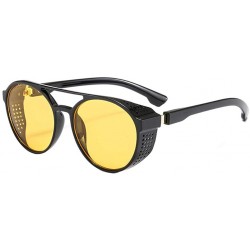 Oversized Women's Retro Polarized Sunglasses Cat Eye Shaped Striped Trim Sunglasses - Yellow - CE18RHIQC0L $18.64