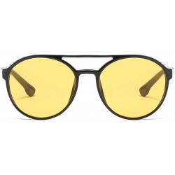 Oversized Women's Retro Polarized Sunglasses Cat Eye Shaped Striped Trim Sunglasses - Yellow - CE18RHIQC0L $10.69