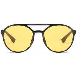 Oversized Women's Retro Polarized Sunglasses Cat Eye Shaped Striped Trim Sunglasses - Yellow - CE18RHIQC0L $10.69