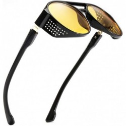 Oversized Women's Retro Polarized Sunglasses Cat Eye Shaped Striped Trim Sunglasses - Yellow - CE18RHIQC0L $10.69