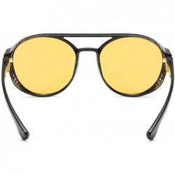 Oversized Women's Retro Polarized Sunglasses Cat Eye Shaped Striped Trim Sunglasses - Yellow - CE18RHIQC0L $10.69