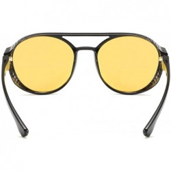 Oversized Women's Retro Polarized Sunglasses Cat Eye Shaped Striped Trim Sunglasses - Yellow - CE18RHIQC0L $10.69