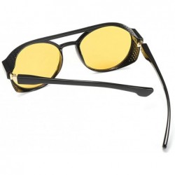 Oversized Women's Retro Polarized Sunglasses Cat Eye Shaped Striped Trim Sunglasses - Yellow - CE18RHIQC0L $10.69