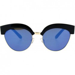 Cat Eye Womens Gothic Thick Plastic Cat Eye Half Rim Eye Brow Sunglasses - Black Blue - CI182XOH0OM $23.82