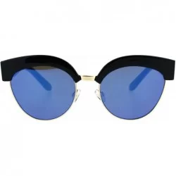 Cat Eye Womens Gothic Thick Plastic Cat Eye Half Rim Eye Brow Sunglasses - Black Blue - CI182XOH0OM $13.30