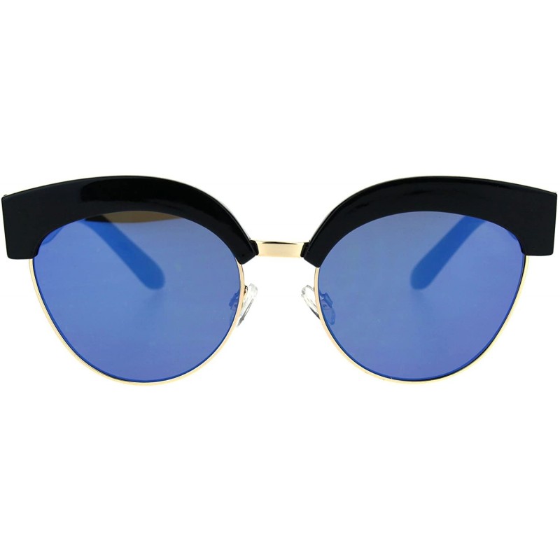 Cat Eye Womens Gothic Thick Plastic Cat Eye Half Rim Eye Brow Sunglasses - Black Blue - CI182XOH0OM $13.30