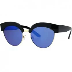 Cat Eye Womens Gothic Thick Plastic Cat Eye Half Rim Eye Brow Sunglasses - Black Blue - CI182XOH0OM $13.30