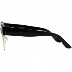 Cat Eye Womens Gothic Thick Plastic Cat Eye Half Rim Eye Brow Sunglasses - Black Blue - CI182XOH0OM $13.30