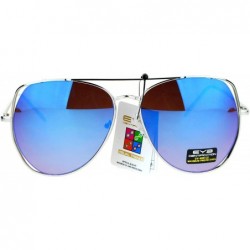 Aviator Fashion Aviator Sunglasses Womens Metal Open Frame Aviators UV 400 - Silver (Blue Mirror) - CU1876OC4S6 $9.89