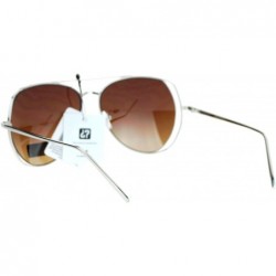 Aviator Fashion Aviator Sunglasses Womens Metal Open Frame Aviators UV 400 - Silver (Blue Mirror) - CU1876OC4S6 $9.89
