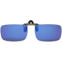 Rimless Polarized Clip-on Flip Up Sunglasses Wear Over Prescription Glasses - Blue - C312N2J2RQM $9.46
