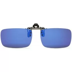 Rimless Polarized Clip-on Flip Up Sunglasses Wear Over Prescription Glasses - Blue - C312N2J2RQM $9.46