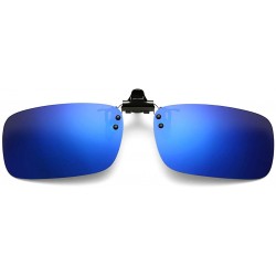 Rimless Polarized Clip-on Flip Up Sunglasses Wear Over Prescription Glasses - Blue - C312N2J2RQM $9.46