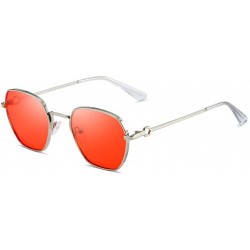 Oval Unisex Sunglasses Retro Gold Grey Drive Holiday Oval Non-Polarized UV400 - Red - CV18R6Z93ME $16.91