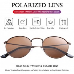 Round Polarized Sunglasses for Men Women Vintage Round Metal Sun Glasses 100% UV400 Protection - Bronze/Brown - CD18WE86OO7 $...