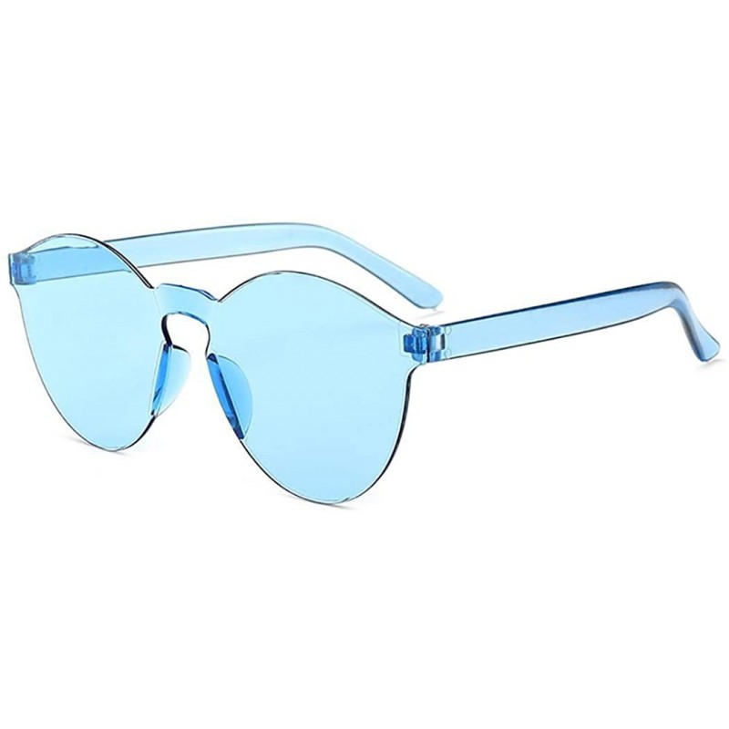 Round Unisex Fashion Candy Colors Round Outdoor Sunglasses Sunglasses - Light Blue - C6199KW377N $13.28