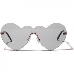 Rimless Heart Shaped Rimless Sunglasses One Piece Candy Color Love Glasses Women - Black - CI18QACQUY6 $12.09