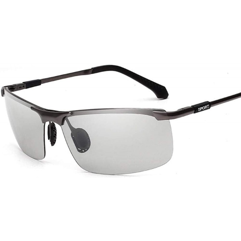 Rimless Sunglasses Half Frame Riding Mirror Intelligent Color Changing Polarized Sunglasses Men'S Riding Mirror - CS18X9U4A0Q...