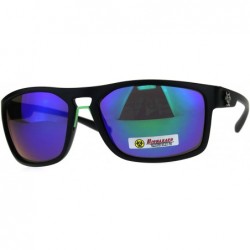 Sport Mens Biohazard Gangster Rectangular Warp Around Sunglasses - Black Teal - C518C4NYH7I $9.45