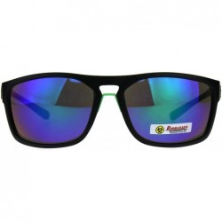 Sport Mens Biohazard Gangster Rectangular Warp Around Sunglasses - Black Teal - C518C4NYH7I $9.45