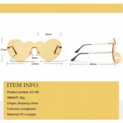 Rimless Heart Shaped Rimless Sunglasses One Piece Candy Color Love Glasses Women - Black - CI18QACQUY6 $12.09
