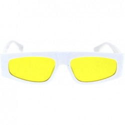 Rectangular Flat Top Narrow Rectangular Hippie Pimp Retro Sunglasses - White Yellow - C018S29C4X0 $8.01