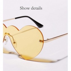 Rimless Heart Shaped Rimless Sunglasses One Piece Candy Color Love Glasses Women - Black - CI18QACQUY6 $12.09