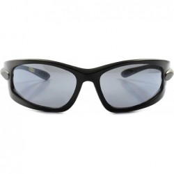 Wrap Motorcycle Riding Biker Wrap Around Rectangle Mens Sport Sun glasses - Black & Gray - C2189R80022 $10.07