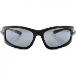 Wrap Motorcycle Riding Biker Wrap Around Rectangle Mens Sport Sun glasses - Black & Gray - C2189R80022 $10.07