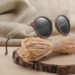 Round Ultralight Women Men Polarized Sunglasses Wooden Round Frame CR39 Lens - Brown Lens With Case - C6197Y6G07Z $36.82