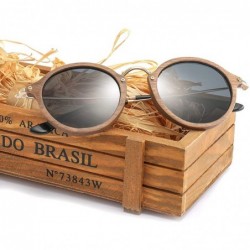 Round Ultralight Women Men Polarized Sunglasses Wooden Round Frame CR39 Lens - Brown Lens With Case - C6197Y6G07Z $36.82