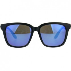 Square KUSH Sunglasses Unisex Black Square Frame Mirrored Lens UV 400 - Matte Black Grey Camo (Blue Mirror) - C818CGHGTSI $8.79