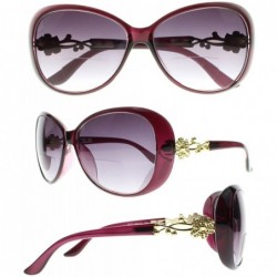 Butterfly Bifocal Multi-Colors Stylish Flower Diamonds Sunglasses Sun Reading Glasses UV400 Tinted Lens Readers - Purple - CR...