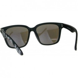 Square KUSH Sunglasses Unisex Black Square Frame Mirrored Lens UV 400 - Matte Black Grey Camo (Blue Mirror) - C818CGHGTSI $8.79