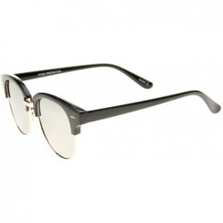 Rimless Bold Metal Nose Bridge Color Mirror Lens Round Half-Frame Sunglasses 52mm - Black-gold / Silver Mirror - CS12JP6GGZ9 ...