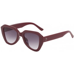 Sport Fashion Round Sunglasses for Women Men Oversized Vintage Shades Polarized Retro Brand Sun Glasses - Wine Red - C219075D...