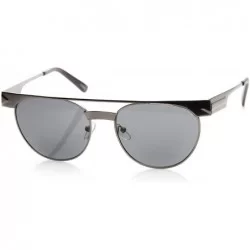 Aviator Metal Double Bridge Flat Top Round Aviator Sunglasses (Gunmetal) - CA11G13XUYZ $10.94
