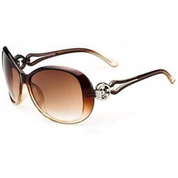 Oval Women Fashion Oval Shape UV400 Framed Sunglasses Sunglasses - Coffee - C518UGATLK4 $38.86