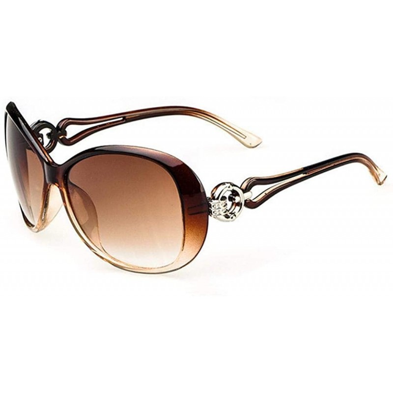 Oval Women Fashion Oval Shape UV400 Framed Sunglasses Sunglasses - Coffee - C518UGATLK4 $18.41