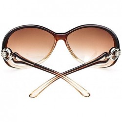 Oval Women Fashion Oval Shape UV400 Framed Sunglasses Sunglasses - Coffee - C518UGATLK4 $18.41